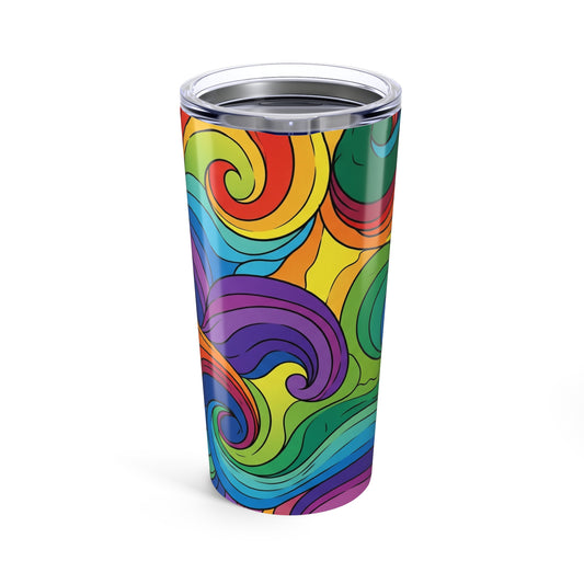 20oz Stainless Steel Tumbler With Printed Design Vacuum Insulated Spill Resistant Durable Hot Cold Drink Container