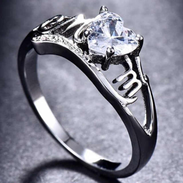 Womens Heart Ring Zircon Electroplated Metal Fashion Ring Sparkle Accessory Heart Shaped Ring For Her Everyday
