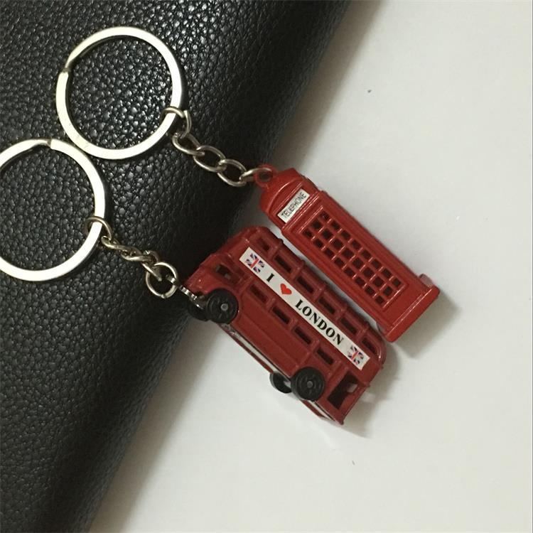 London Double Decker Bus Keychain Metal Zinc Alloy Charm