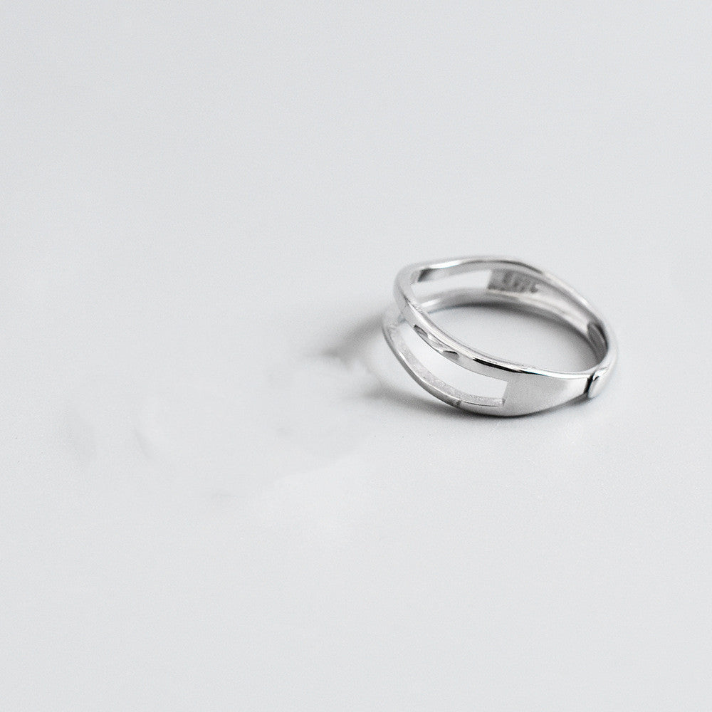 Sterling Silver 925 Couple Rings Adjustable Open Wave Design His Hers Matching Bands Fashion Jewelry For Twins