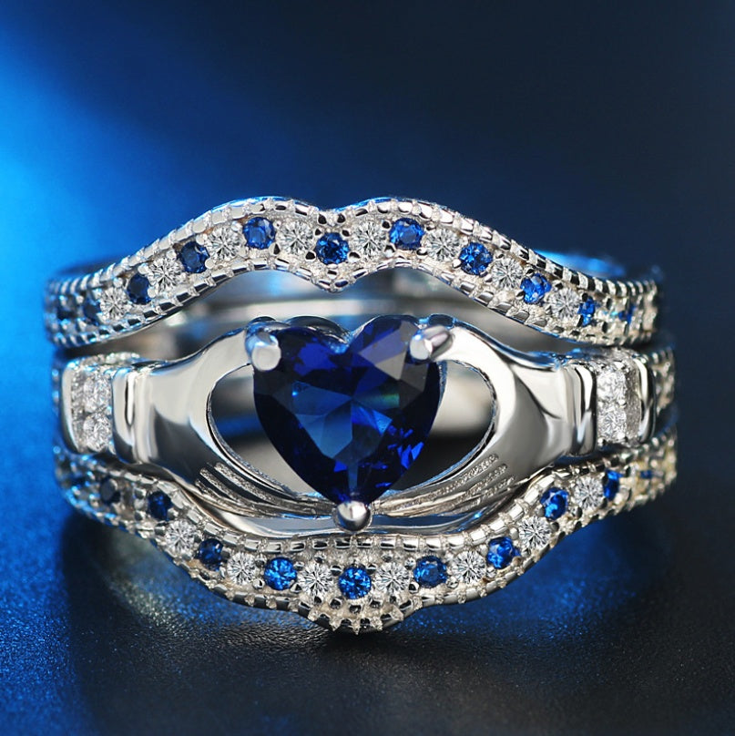 Love Heart Zircon Ring For Women Exaggerated Dazzling Brass Plated Jewelry Engagement Wedding Anniversary Gift