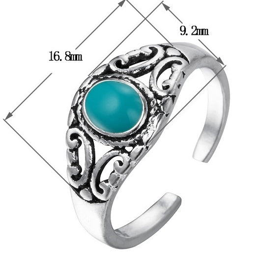 Womens Geometric Wedding Band Ring Fashion Metal Ring With Blue Stone Zinc Alloy Ring Trendy For Wedding Style