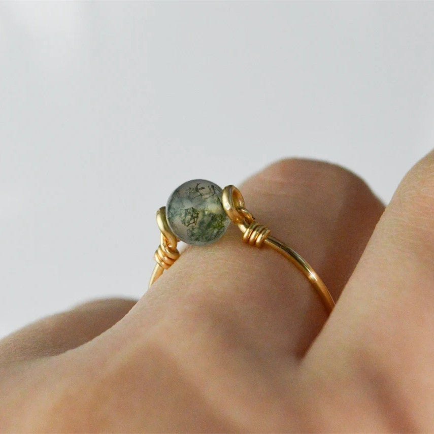 Green Jadeite Ring Gold Plated Copper Base Elegant Jewelry For Women And Men Sizes US 5 To 12 Handcrafted Durable