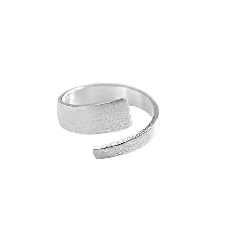 Sterling Silver Ring Brushed Plain Minimal Design Adjustable Band For Women Elegant Everyday Accessory Gifting