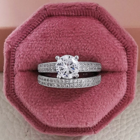 Womens 925 Sterling Silver Ring Zircon Inlay Band For Her Simple Silver Ring Size 5 6 7 8 9 10 Style Band Ring