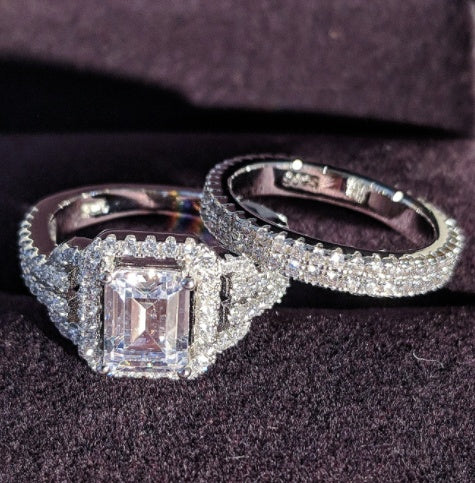 Womens 925 Sterling Silver Ring Zircon Inlay Band For Her Simple Silver Ring Size 5 6 7 8 9 10 Style Band Ring