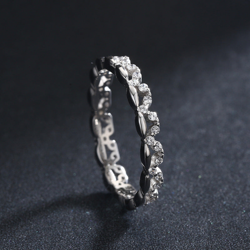 Sterling Silver Geometric Ring 925 Inlaid Gemstone For Women Travel Gift Simple Band Jewelry Elegant Geometric Gemstone