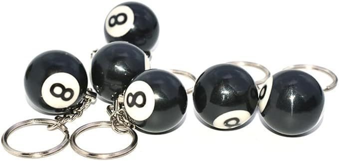 Billiards 8 Ball Keychain 25mm Black Plastic Chinese Style Pool Accessory For Players Compact Keyring Decor Art