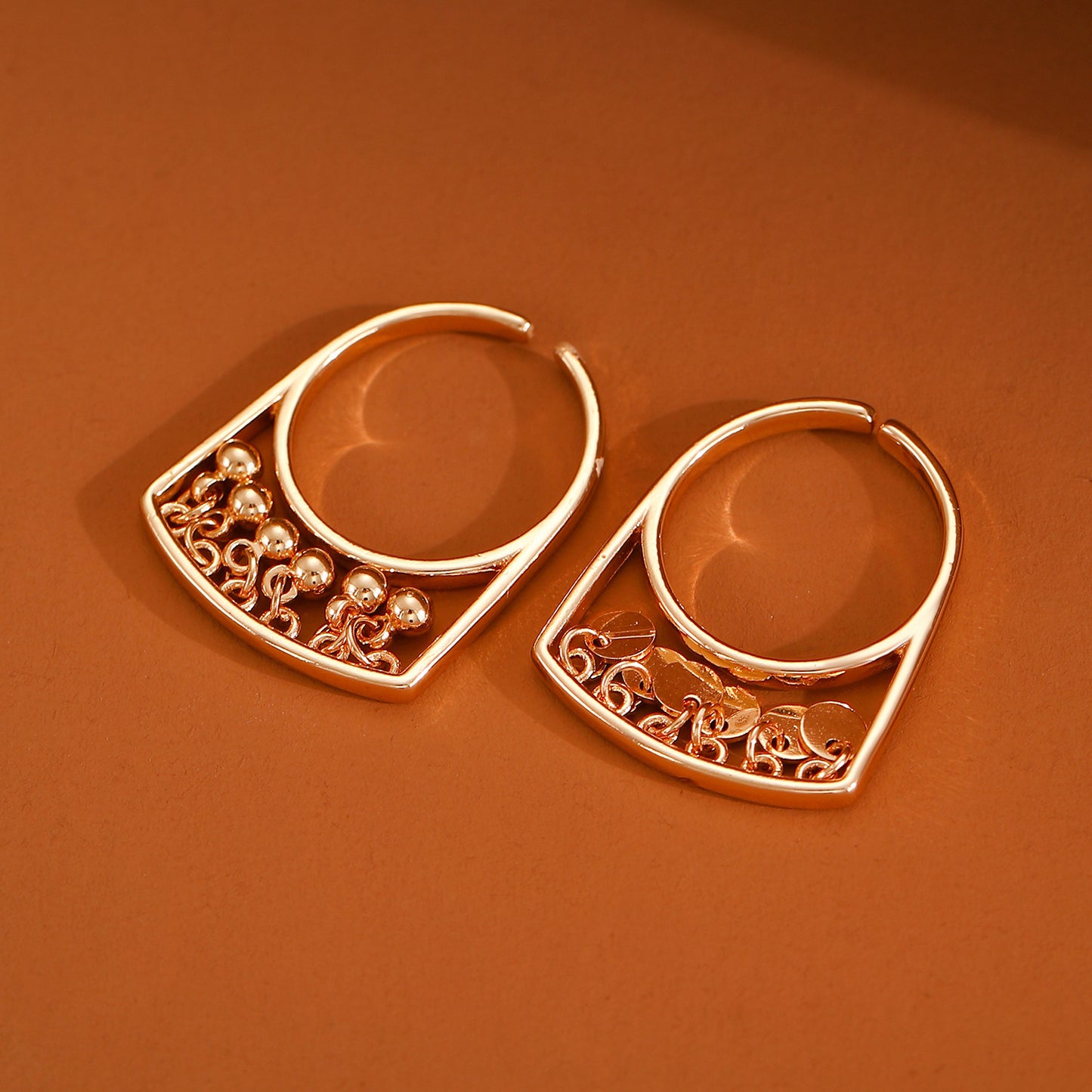 Womens Open Rings Electroplated Copper Geometric Ring Tassel And Circle Lines Design Fashion Jewelry Open Band