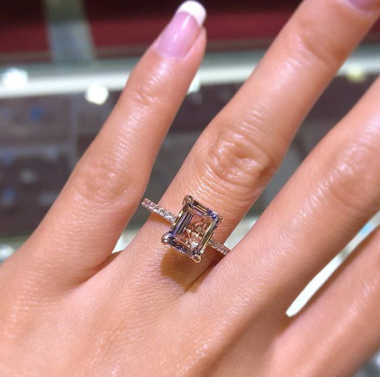 Rose Gold Plated Ring Inlaid Imitation Diamond Gemstone Fashion Jewelry Gift For Women Gleaming Bright Radiant