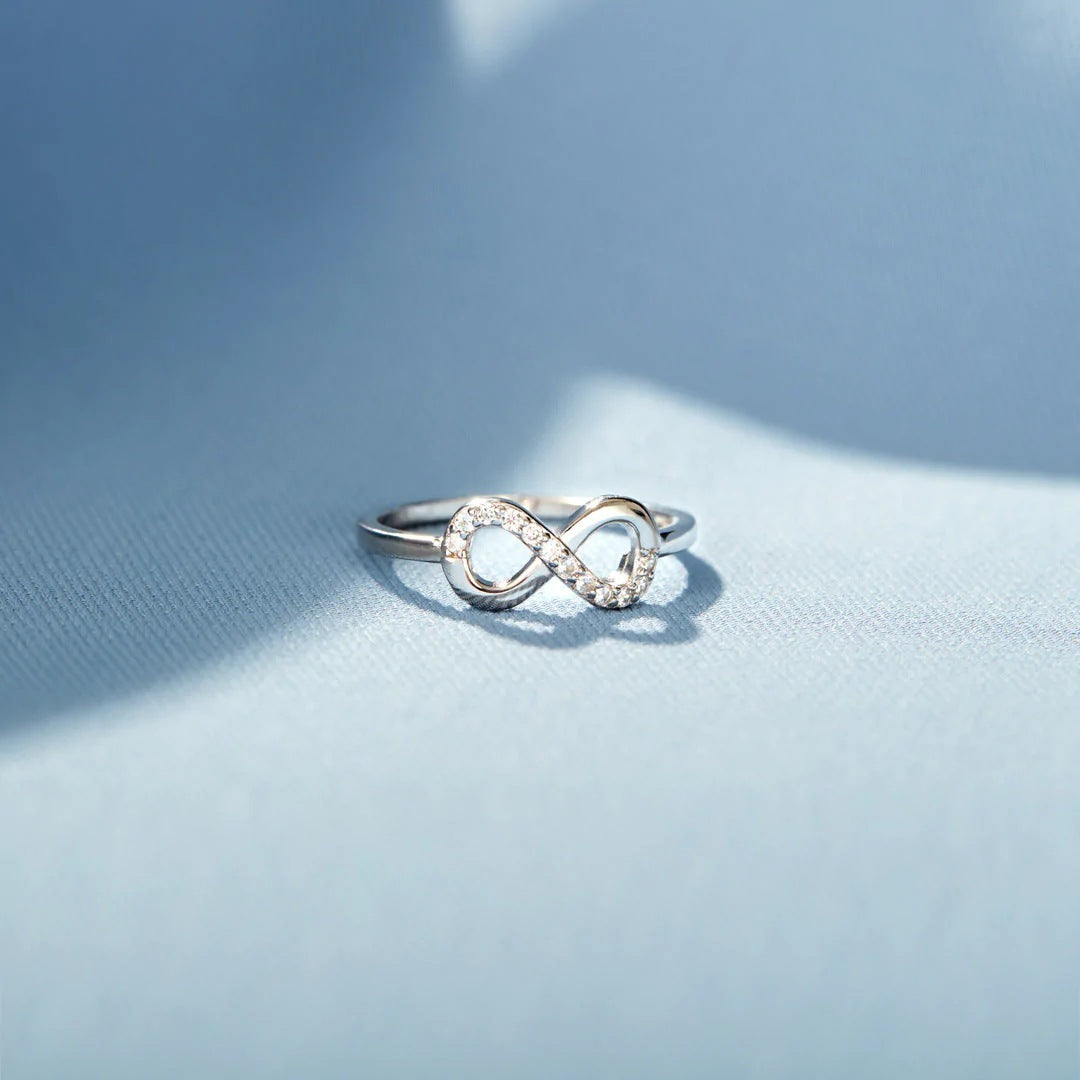 Womens Ring 925 Sterling Silver Ring Lucky Number Eight Zircon Gemstone Fashion Jewelry White Gold For Her Now