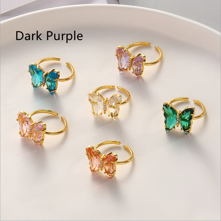 Womens Butterfly Ring With Rhinestone Inlaid Zinc Alloy Constellation Jewelry For Her Elegant Jewelry Gift For Ladies