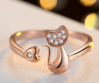 Elegant Open Cat Head Ring Made From Korean Alloy Adjustable Fashion Jewelry For Women With Comfortable Fit Now