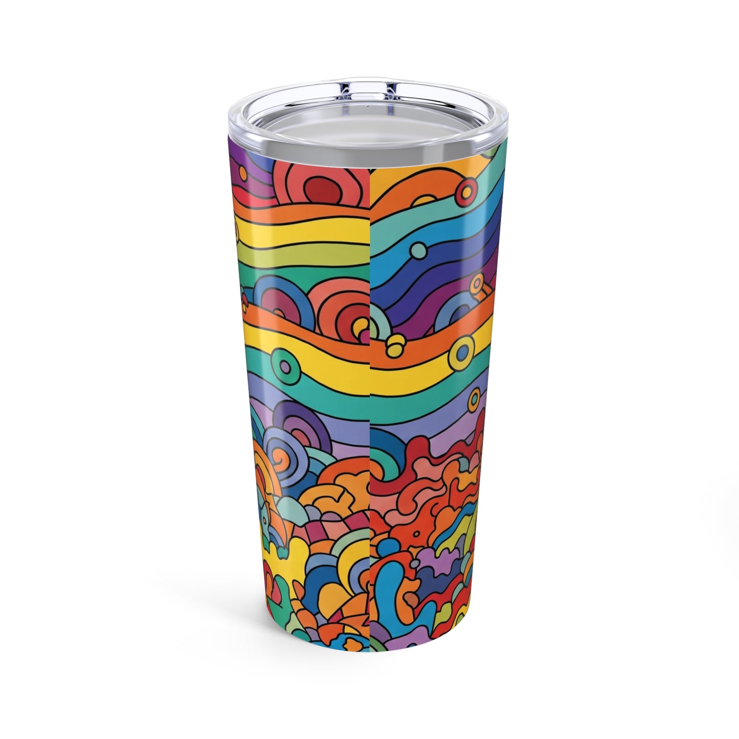 20 Oz Stainless Steel Tumbler Double Wall Vacuum Insulation Spill Resistant Printed Design For Hot And Cold Drinks