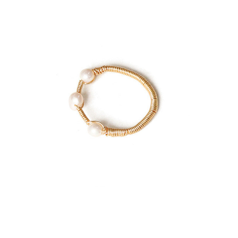 Natural shaped pearl ring
