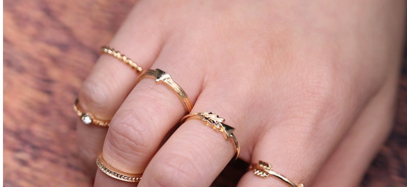 Geometric Alloy Rings Set Electroplated Artificial Gems Semi Precious Stones For Women Elegant Everyday Jewelry