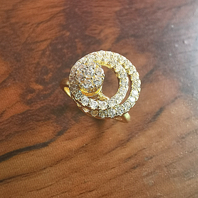 Womens Double Ring Rotating Band Fashion Jewelry Anxiety Relief Ring Female Whirlwind Spinner Band Ring for Women Copper Ring European and American Jewelry