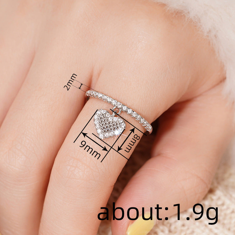 Heart Shape Zircon Ring Copper Jewelry For Women Exquisite Gift For Daily Wear Fashion Accessory Daily Sparkle