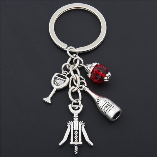 Wine Lovers Keychains Corkscrew Bottle Opener Alloy Key Ring Gift for Wine Enthusiasts and More Great Gift Now