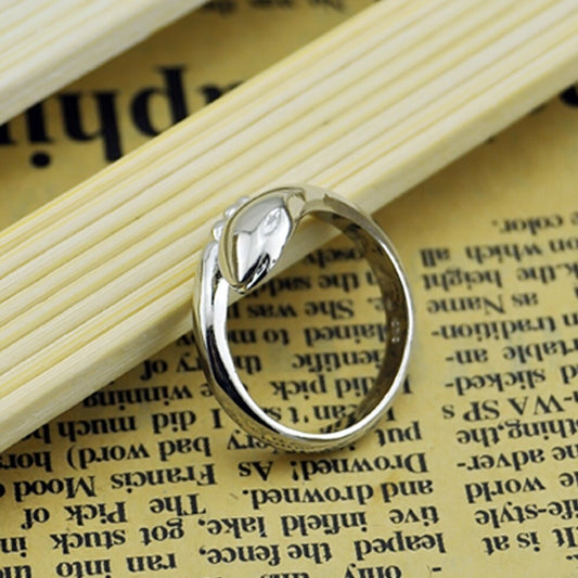 Silver Plated Open Snake Ring Adjustable Copper Jewelry Women Elegant Fashion Accessory Gift Handmade Daily Wear