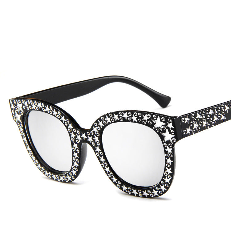 Women Cat Eye Sunglasses Star Embellished Resin Lens UV400