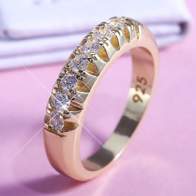 Gold Plated Alloy Ring Single Row Geometric Ring European American Fashion Exquisite Electroplated Ring Jewelry Style
