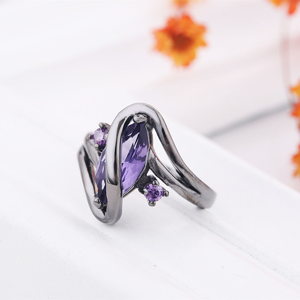 Womens Copper Ring With Gold Plated Inlay Geometric Horse Eye Design Ring With Zircon Accents For Trades Fairs