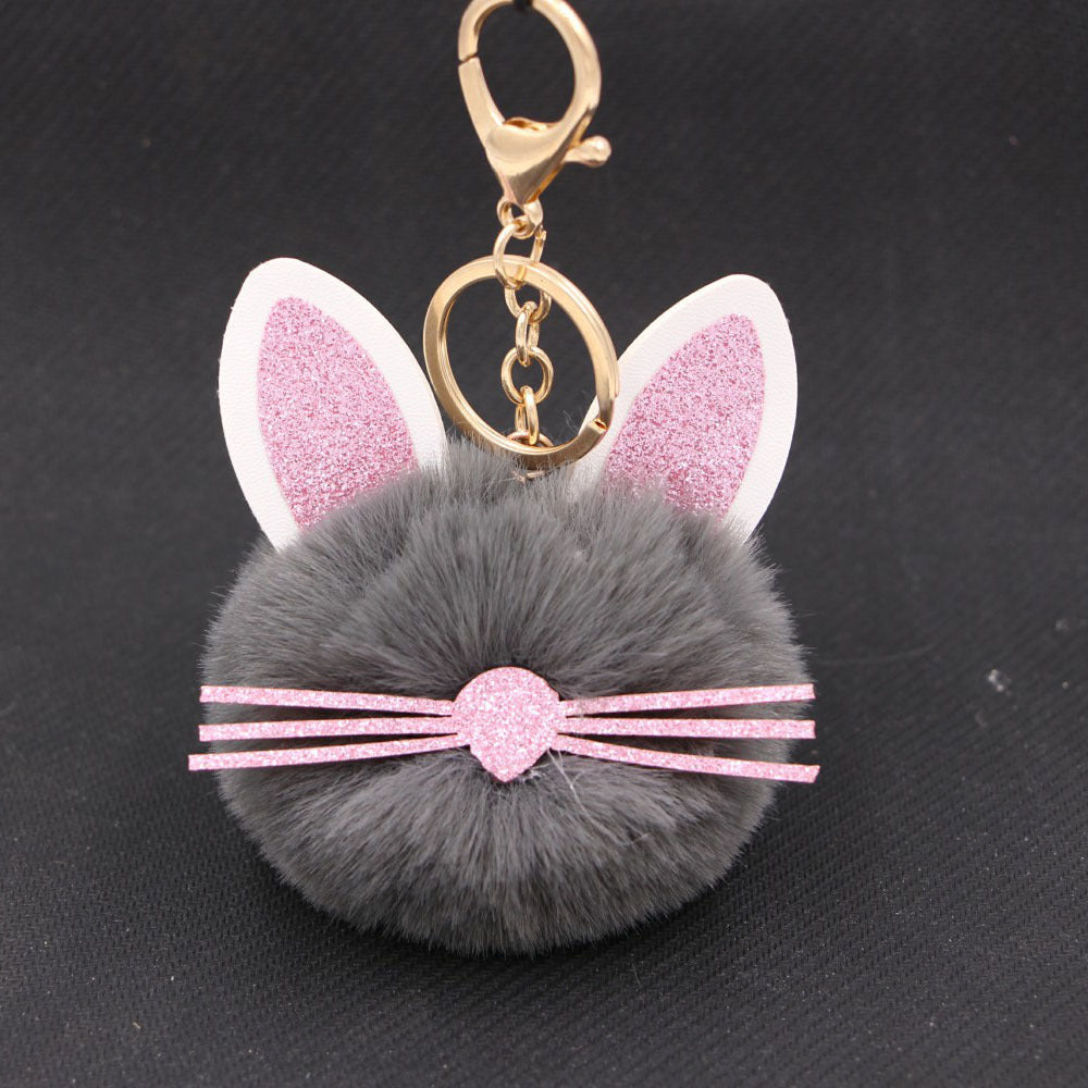 Plush Kitten Keychain Cute Cat Pendant Alloy Key Ring Women Adorable Bag Charm Accessory Trendy Gift Ideas Cat
