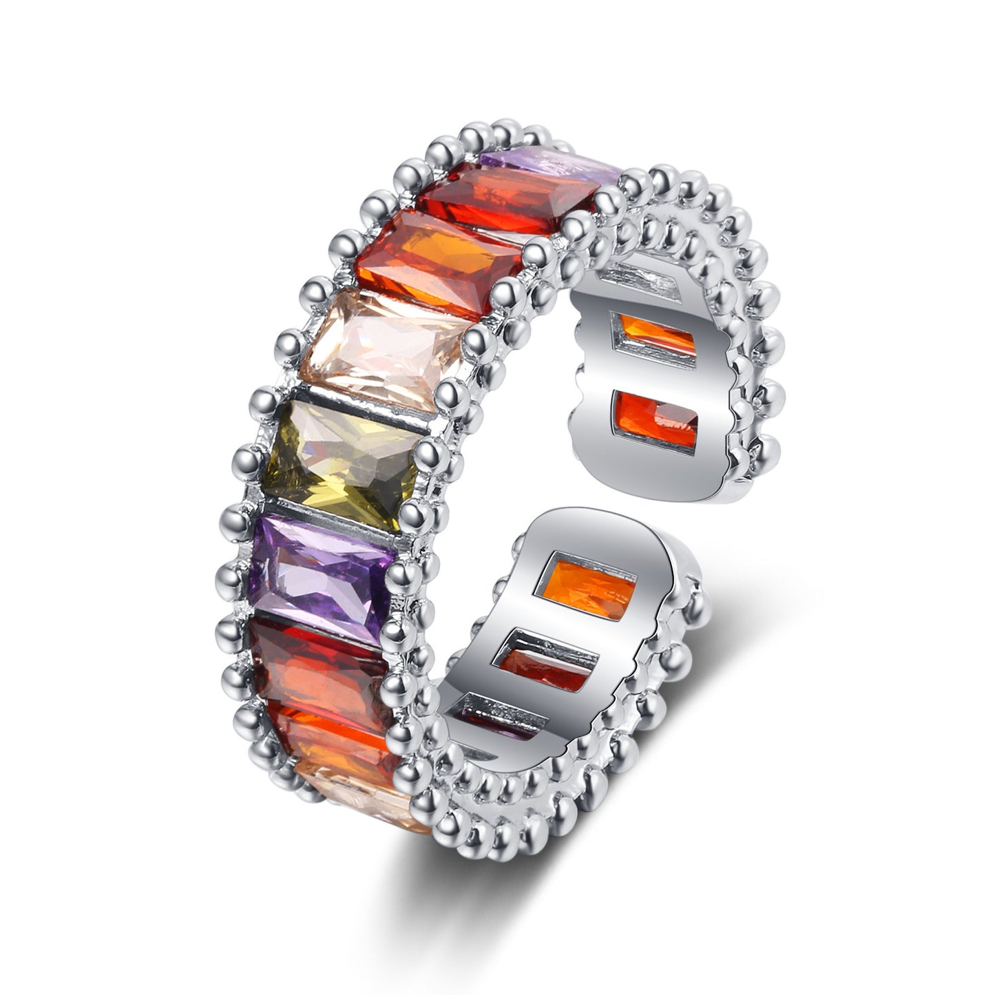 Womens Adjustable Zirconia Ring Copper Band Fashion Statement Jewelry For Engagement Anniversary Promise Gifts