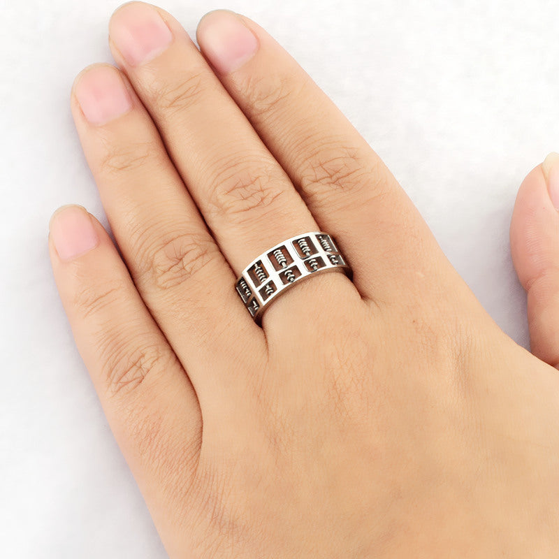 Hand Stitched Beaded Abacus Ring Stainless Steel Band