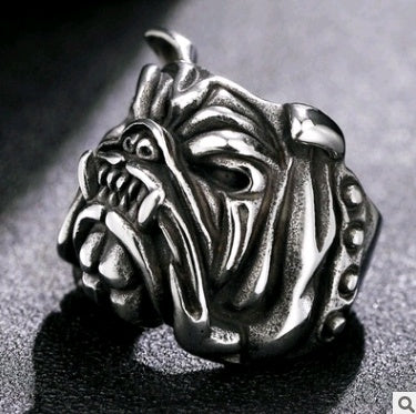 Mens Bold Bulldog Ring Plated Alloy Fashion Statement Ring Domineering Design For Men Edgy Style Gift Trendy Gift Idea