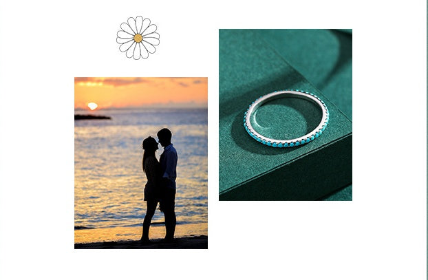 Womens Turquoise Ring 925 Sterling Silver Ring High Quality Fashion Jewelry for Women European American Europe