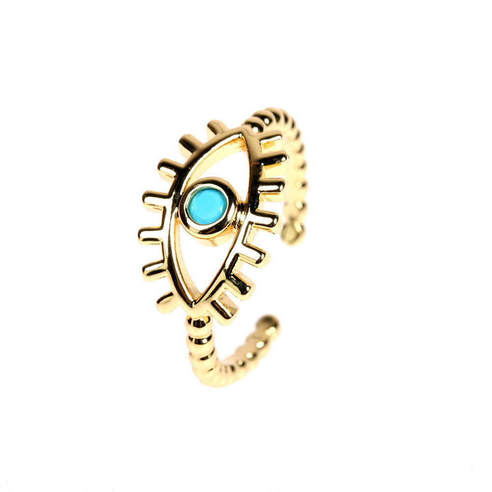 Womens Copper Devil Eye Ring Adjustable Geometric Jewelry