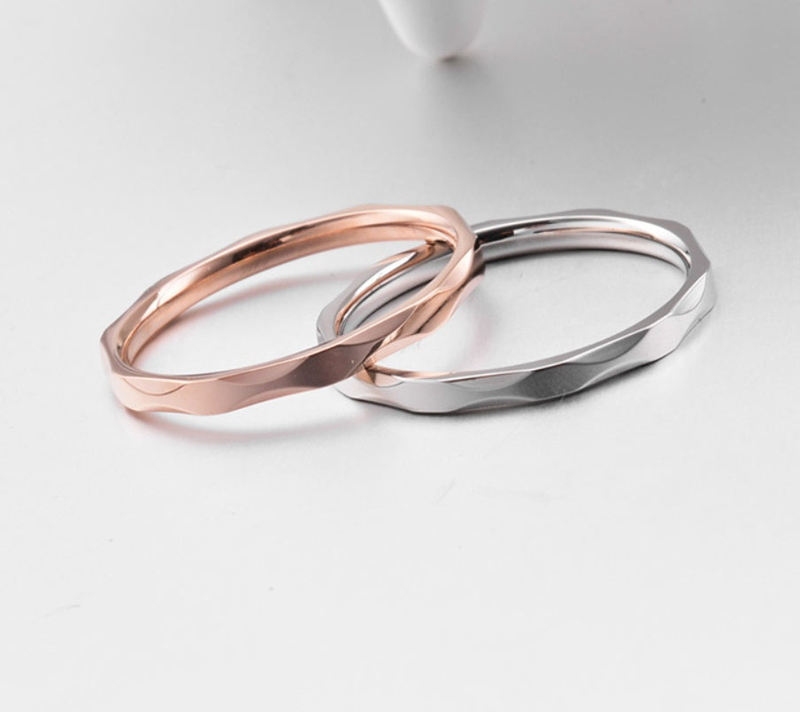 Couple Rings Titanium Steel Diamond Accent Rose Gold Color Choices Durable Matching Promise Bands For Partners