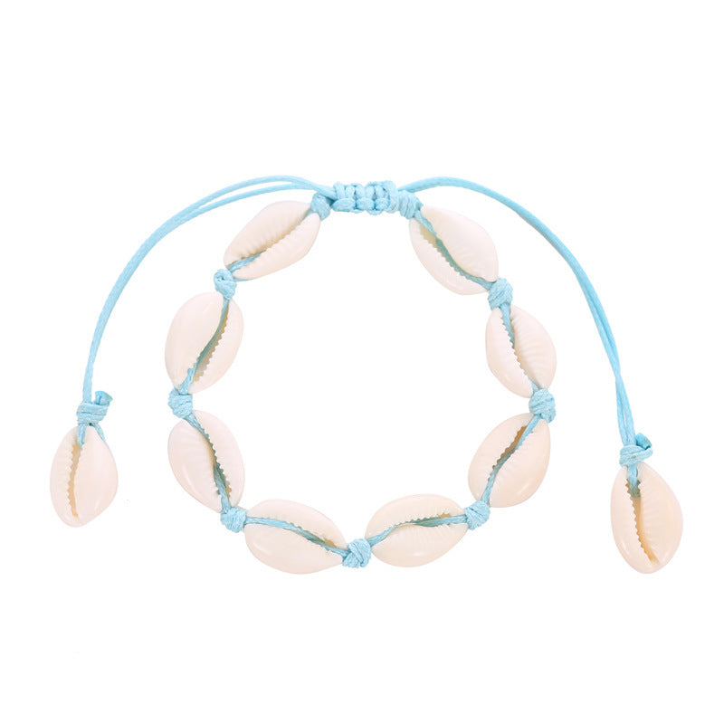 Womens Knotted Anklet Bracelet Natural Shell Braided Jewelry Beach Anklet Handmade European American Fashioned