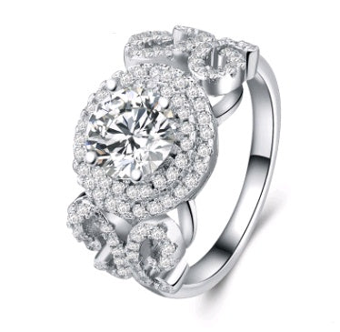 Couples Engagement Wedding Ring Set Micro Inlaid Zircon Diamond Luxury Brass Electric White Steel European Design