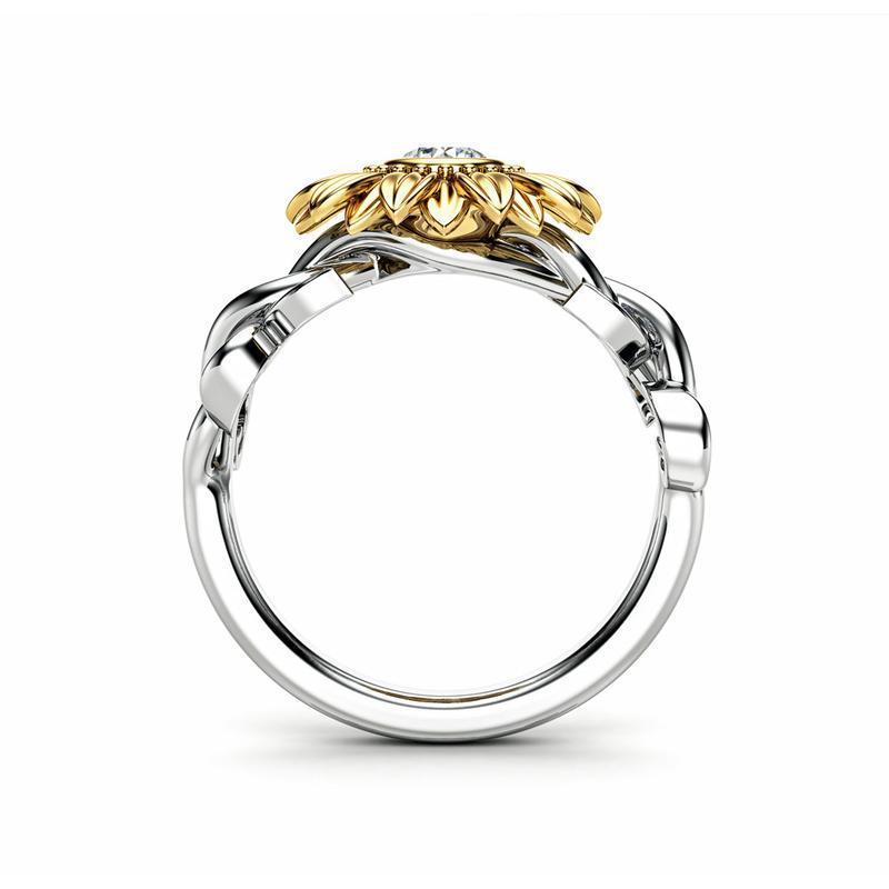 Metal Flower Sculpture Golden Chrysanthemum Brass And White Steel Elegant Home Office Desk Ornament Decor Arts