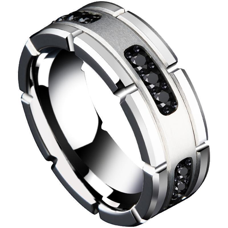 Mens Copper Ring Matte Finish Design Chamfered Square Grain Band Durable Electroplated Fashion Modern Everyday Wear