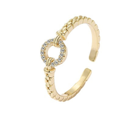 Geometric Copper Ring With Bee Design European American Fashion Statement Jewelry Fishbone Ring Golden Elegant