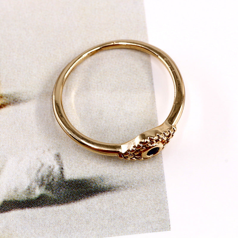 Ring Women Fashion Niche Jewelry Personalized Creative Copper Gold Plated Inlaid Gemstones Devils Eye Color Size20mm