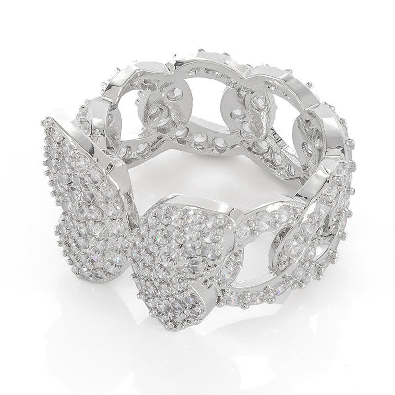 Unisex Ring White Gold Inlaid Look Copper Band Zircon Gemstone Geometric Ring Gold Plated Jewelry Gift For Daily Wear