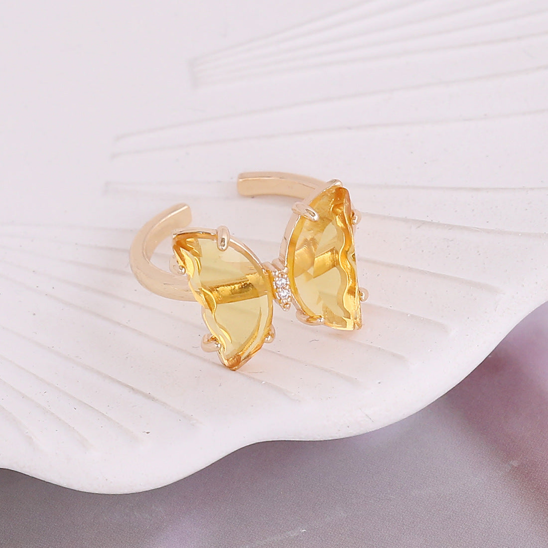 Butterfly Ring Electroplated Copper Elegant Butterfly Shaped Ring Fashion Jewelry Delicate Design Trendy Ring One Size