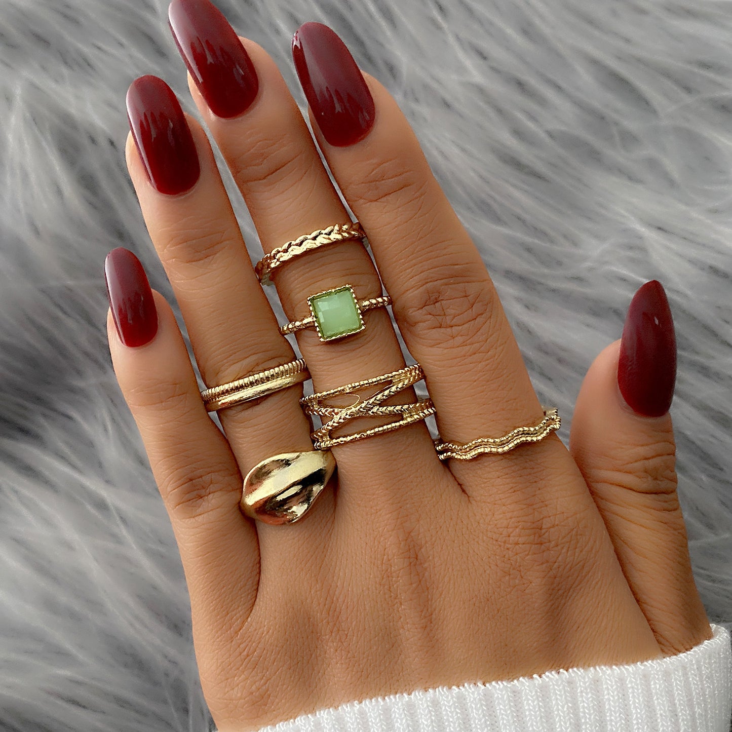 Womens Bohemian Ring Set 6 Piece Vintage Alloy Knuckle Rings With Geometric Metal Pattern Ethnic Fashion Trend