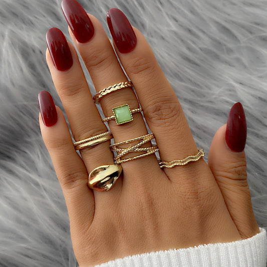 Womens Bohemian Ring Set 6 Piece Vintage Alloy Knuckle Rings With Geometric Metal Pattern Ethnic Fashion Trend