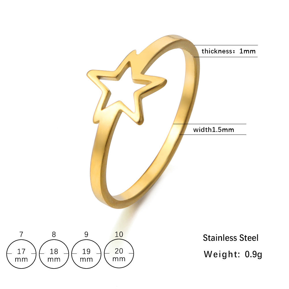 Stainless Steel Star Ring For Women Glossy Jewelry Gift