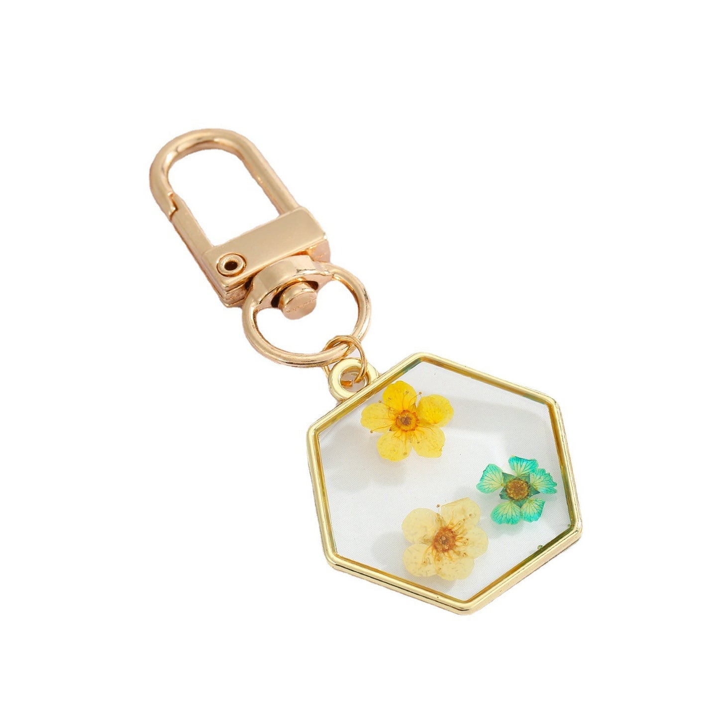 Resin Flower Keychain With Dried Flowers Pendant Oil Drip