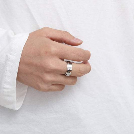 Unisex Stainless Steel Ring With Rotating Cat Face Design And Geometry Metal Elements Silver Gold And Cat Face