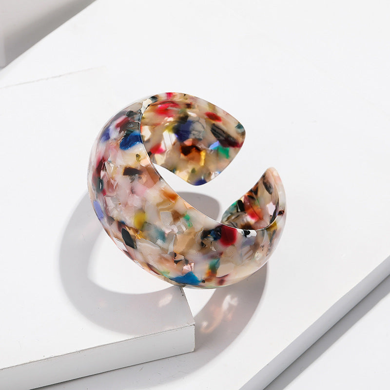 Acetate Bangle Bracelet Round Leopard Print Lightweight Jewelry For Women And Girls Everyday Size 3 Cm For Fit