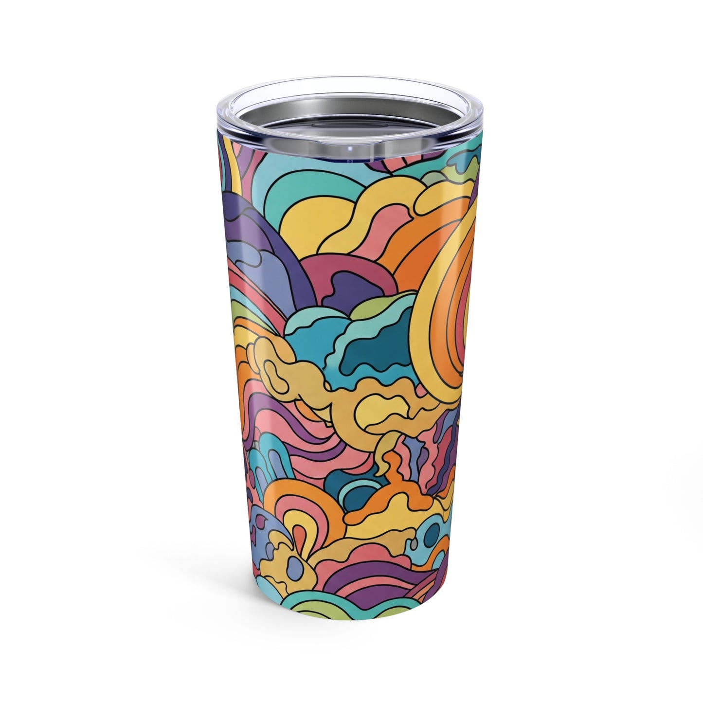 20 Ounce Stainless Steel Tumbler With Printed Design Double Wall Vacuum Insulation Leak Proof Hot Cold Dishwasher