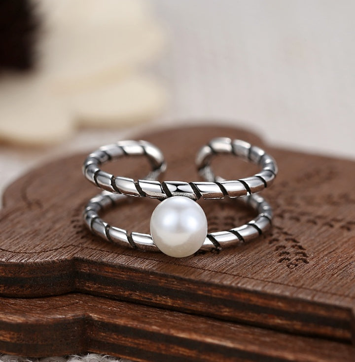 Twisted Pearl Ring With 8mm Copper Band Jewelry For Special Occasions And Daily Wear Statement Size 8mm Copper